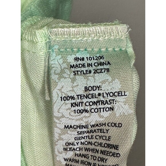 Soft Surroundings Lime Green Ruffle Blouse Summer Tencel Lyocell Sz XS 2-4 NEW - Picture 5 of 7